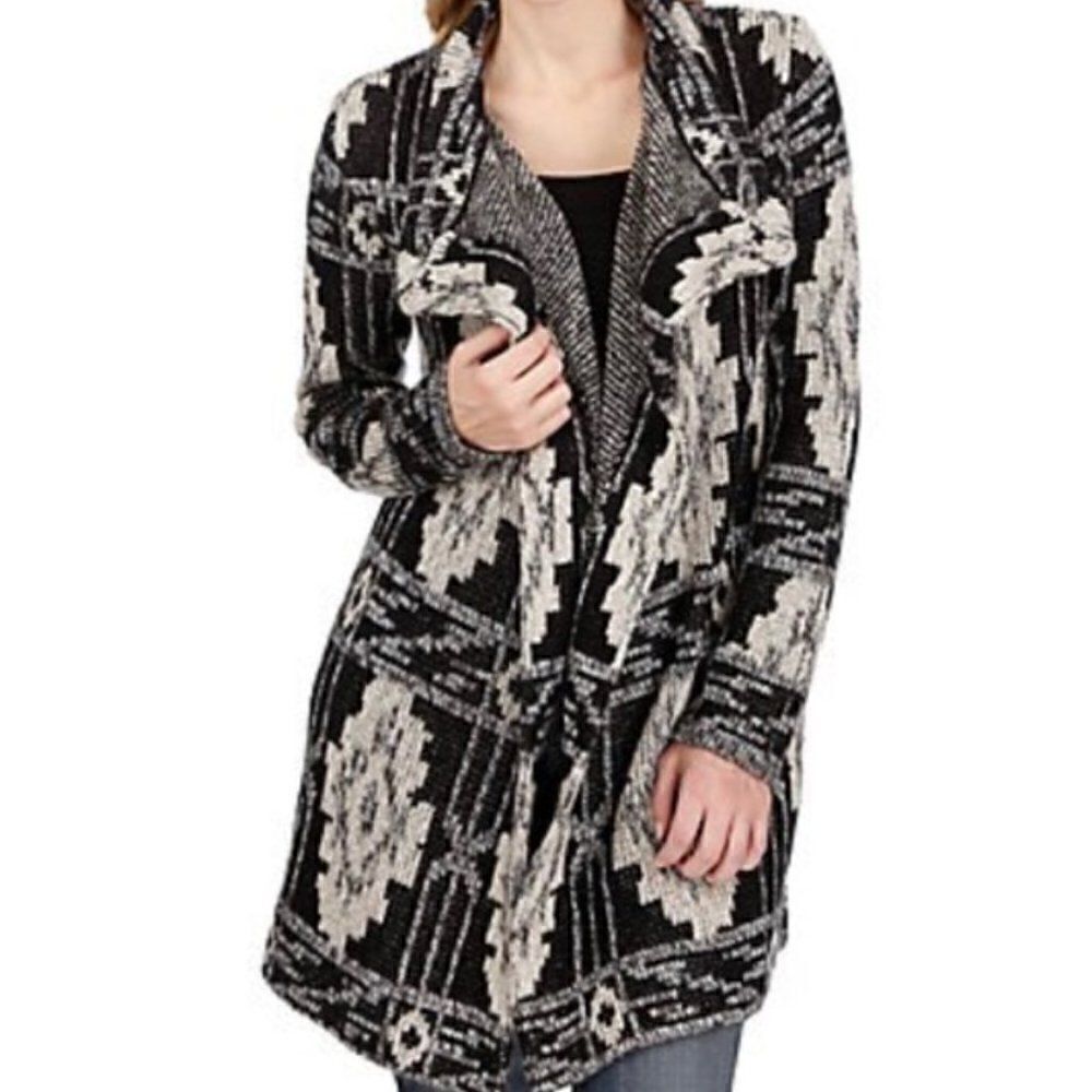 Lucky Brand Womens Aztec Southwestern Long Cardigan Size Large Art Deco